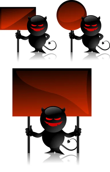 Devil toy and signs — Stock Vector