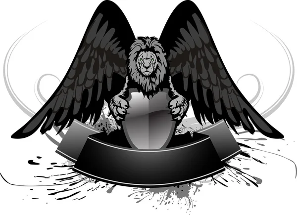 Leão e escudo isolados — Vetor de Stock