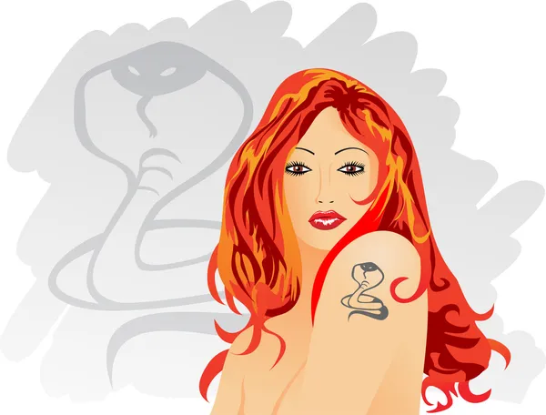 Girl with tattoo — Stock Vector