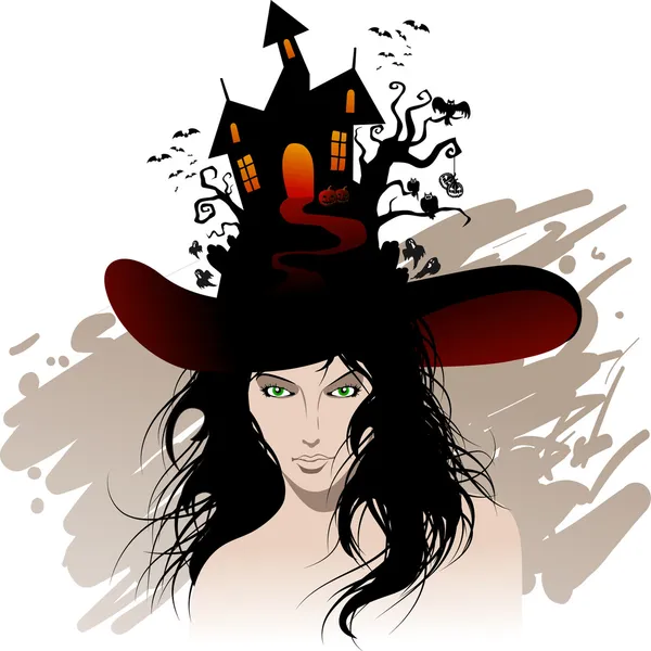 Halloween's beautiful witch — Stock Vector