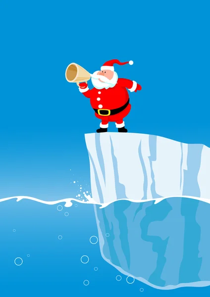 Santa op ijsberg — Stockvector