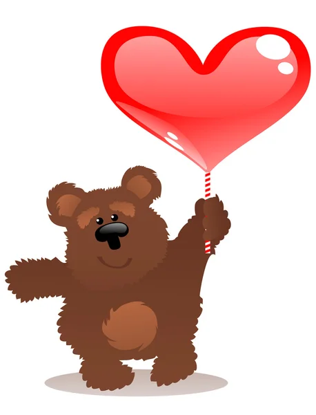 泰迪熊和心 — 图库矢量图片