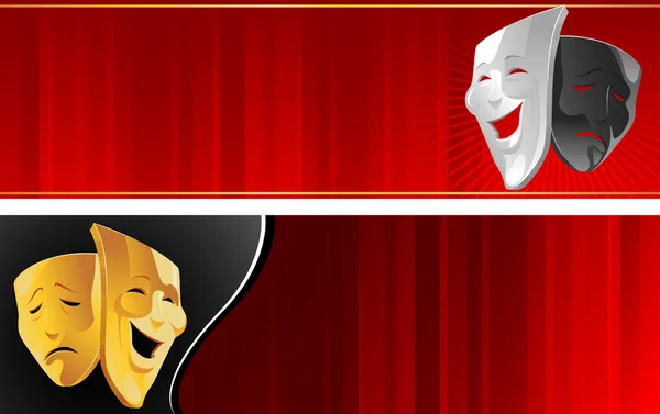 Banner de teatro com máscara — Vetor de Stock