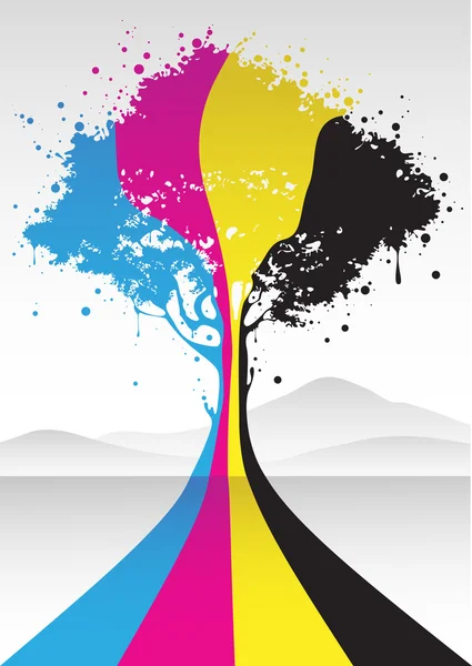CMYK-färg träd — Stock vektor