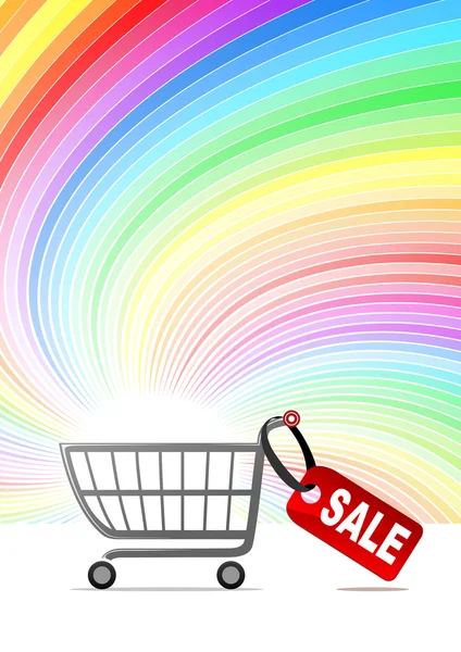 Shopping cart and shine background Royalty Free Stock Vectors