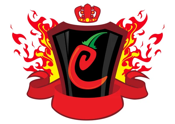 Chili emblem with banner Stock Illustration
