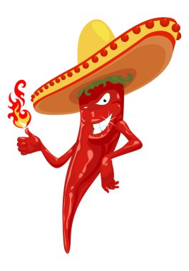 Hot chili pepper with fire clipart