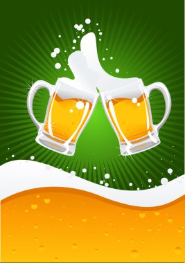 Two beer mugs and beer wave clipart