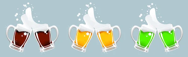 Três caneca de cerveja — Vetor de Stock