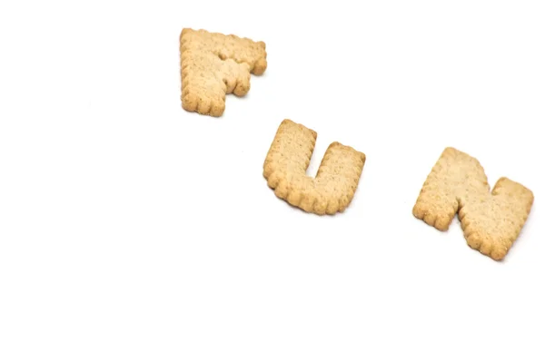 "Diversão "texto de cookies — Fotografia de Stock