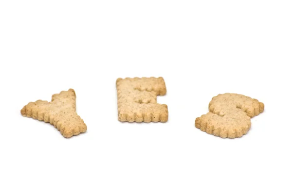 "Yes" text from cookies — Stock Photo, Image
