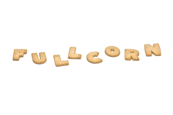 "Fullcorn" text from cookies — Stock Photo, Image