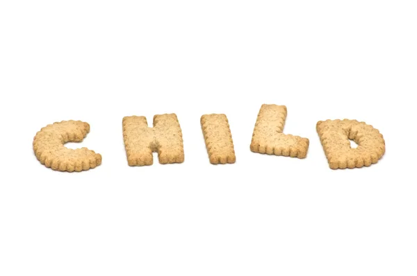 "Child" text from cookies — Stock Photo, Image