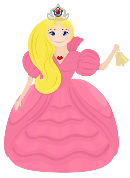 Sevimli küçük Prenses pembe elbiseli — Stok Vektör