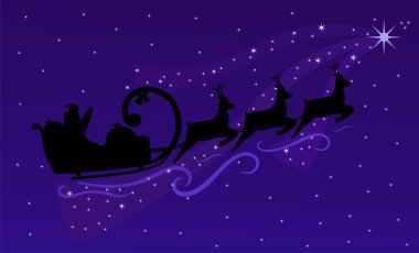 Silhouette of Flying Santa Claus clipart