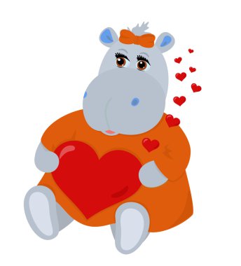 Hippo in love clipart
