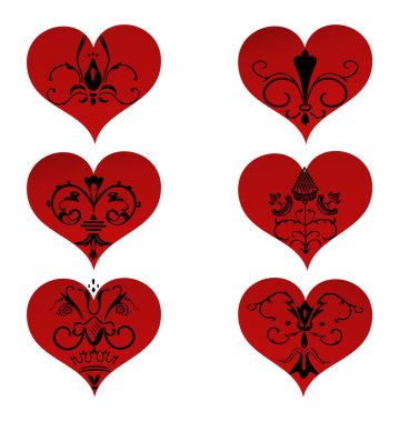 Set hearts with floral ornament inside clipart