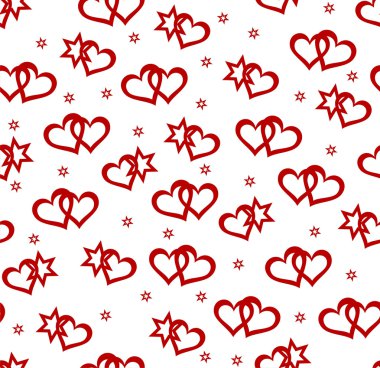 Seamless background with hearts and star clipart