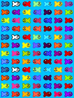 Funny multicolored fishes clipart