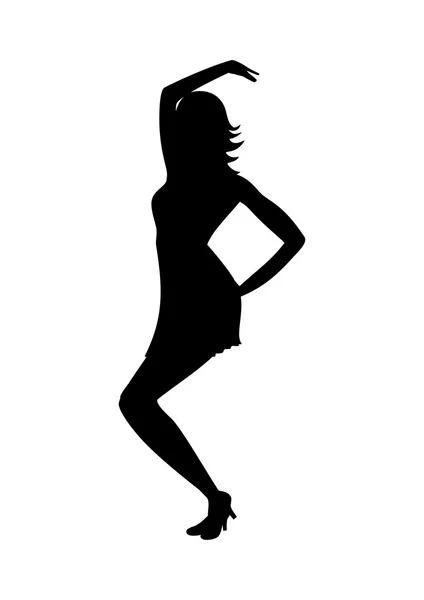 Silueta de mujer bailando — Vector de stock