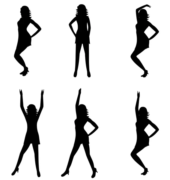 Femmes dansantes silhouettes — Image vectorielle