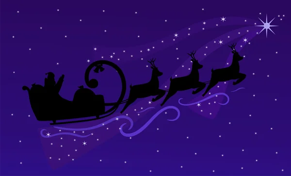 Silhouette du Père Noël Volant — Image vectorielle
