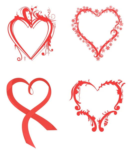 stock vector Various hearts in red color for design