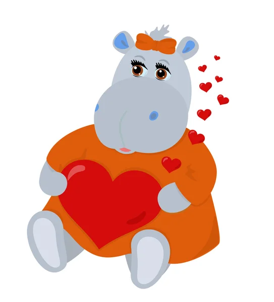 Hippo in liefde — Stockvector