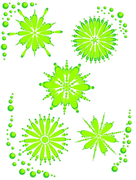 Geblümter Hintergrund grün auf weiß — Stockvektor