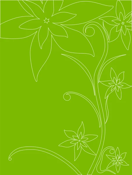 緑の背景に花柄のアウトライン — ストックベクタ