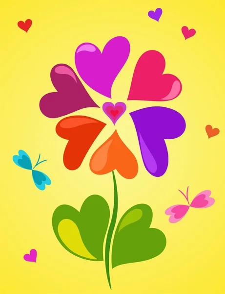 Composition florale des cœurs — Image vectorielle