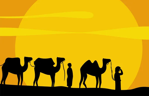 Caravan van kamelen — Stockvector