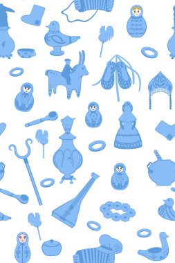 Background with Russian utensils clipart