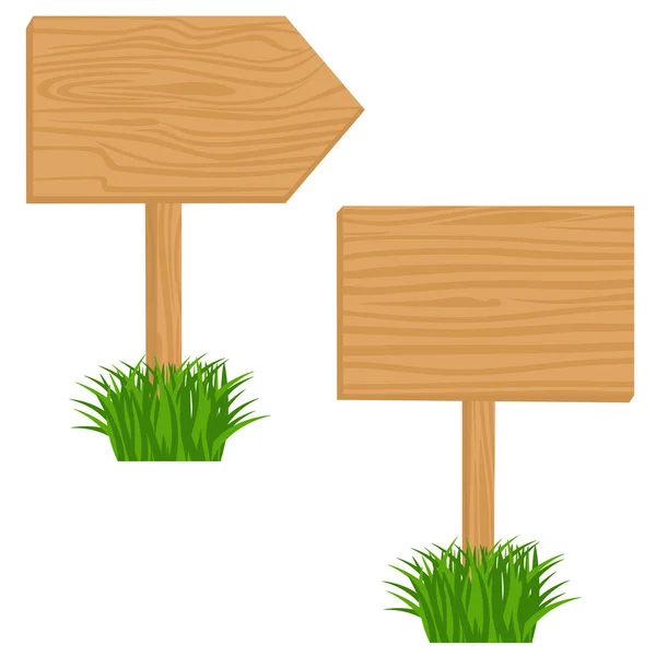 Cartelera de madera en hierba — Vector de stock