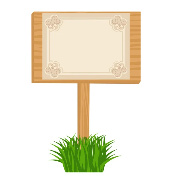 Cartelera de madera con hoja en blanco — Vector de stock
