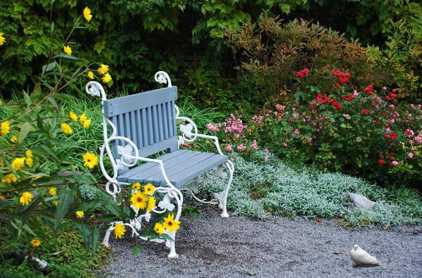 stock image Lonely blue park bench