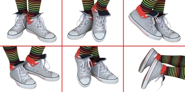 Turnschuhe und gestreifte Socken — Stockfoto