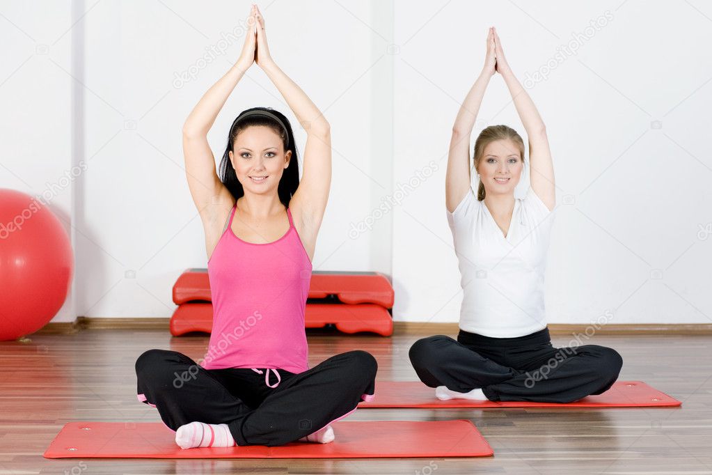 Women doing yoga exercise