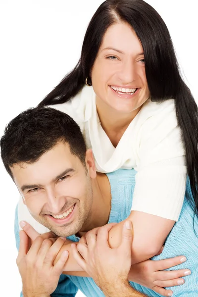 Portret szczęśliwy pary na białym tle — Zdjęcie stockowe