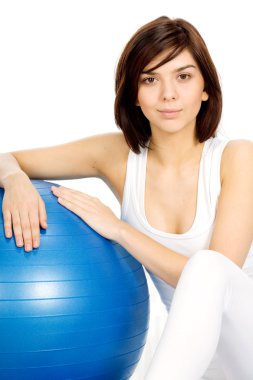 Woman with fitness ball clipart