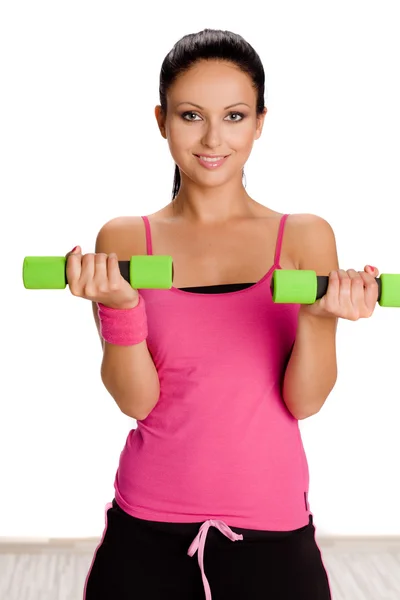 Mujer durante el ejercicio físico — Foto de Stock