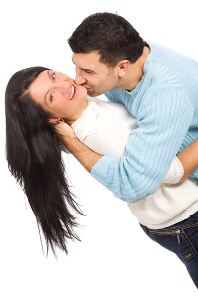Boldog pár elszigetelt fehér — Stock Fotó