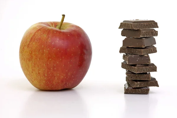 Chocolate and the apple — Stock Photo, Image