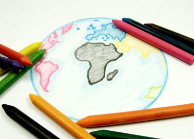 Drawing Earth with chalks clipart