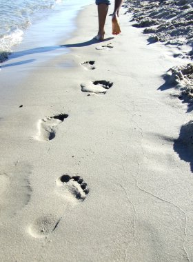 Man walking on the beach clipart