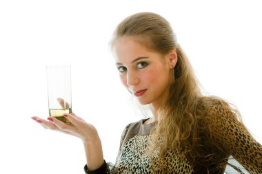 The young beautiful woman with a juice glass clipart