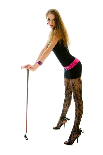 Posiert Modell in einem schwarzen sexuellen Kleid — Stockfoto