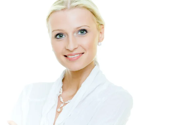 Portrait of the young smiling blonde woman — Stock Photo, Image