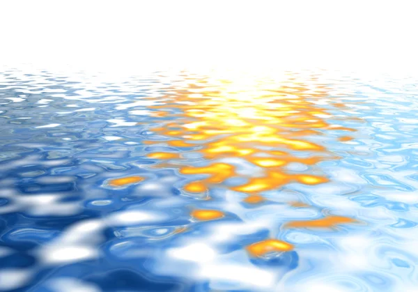 Reflejo de agua azul y puesta de sol — Foto de Stock