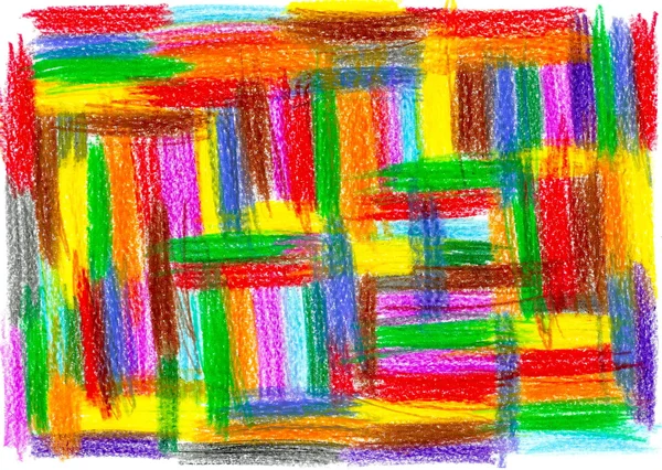 Child pattern drawing, drawn by crayon — Stock Photo, Image